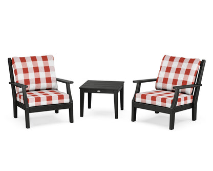Country Living Wovendale 3-Piece Deep Seating Set in Black / Buffalo Plaid Crimson