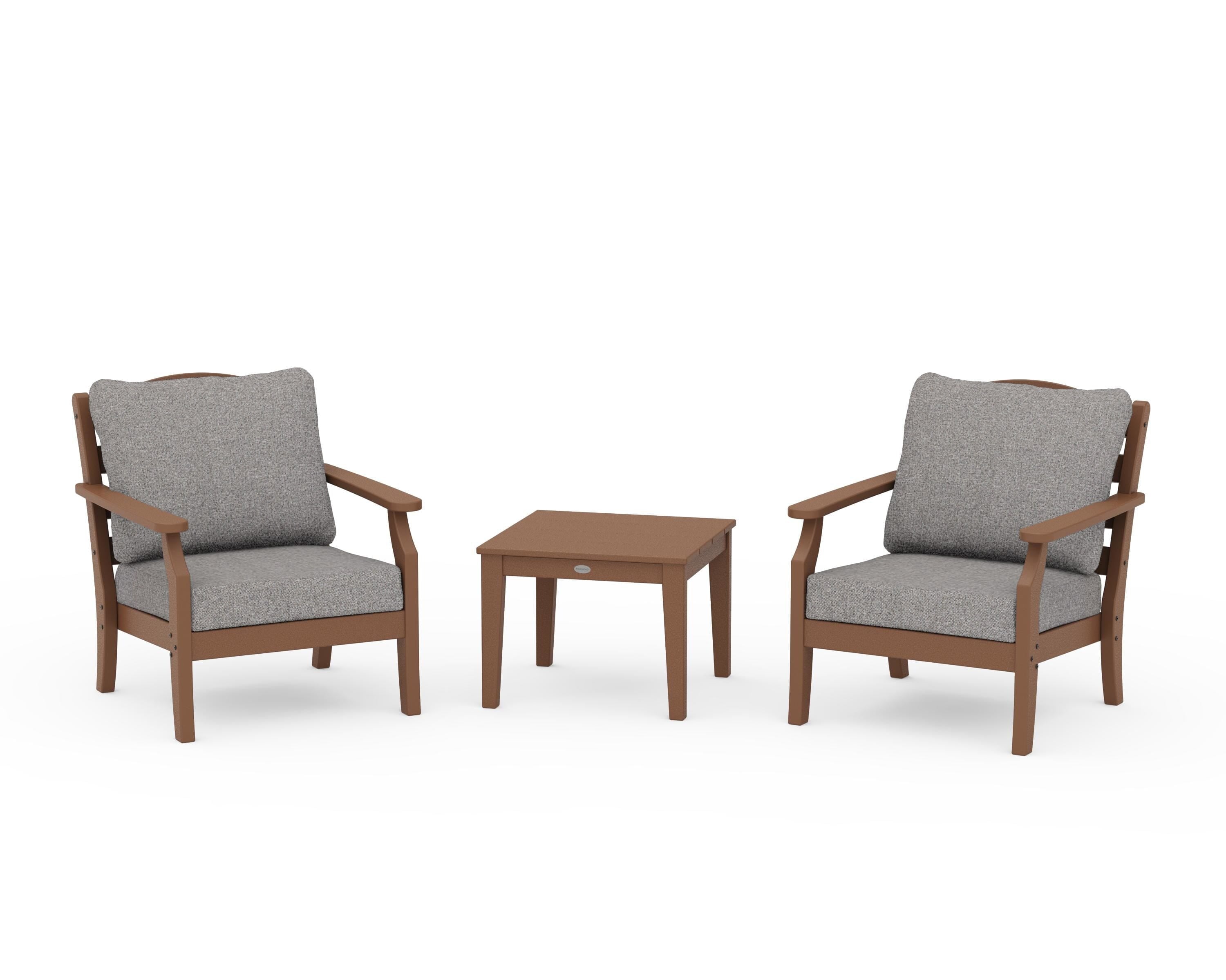 Draper James™ by  POLYWOOD® Savannah 3-Piece Deep Seating Set in Teak / Grey Mist