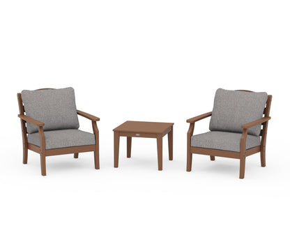 Draper James™ by  POLYWOOD® Savannah 3-Piece Deep Seating Set in Teak / Grey Mist