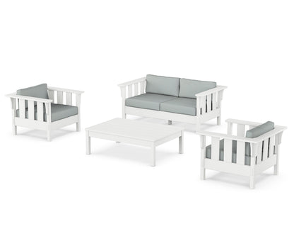 Martha Stewart by POLYWOOD® Acadia 4-Piece Deep Seating Set with Loveseat in White / Spa