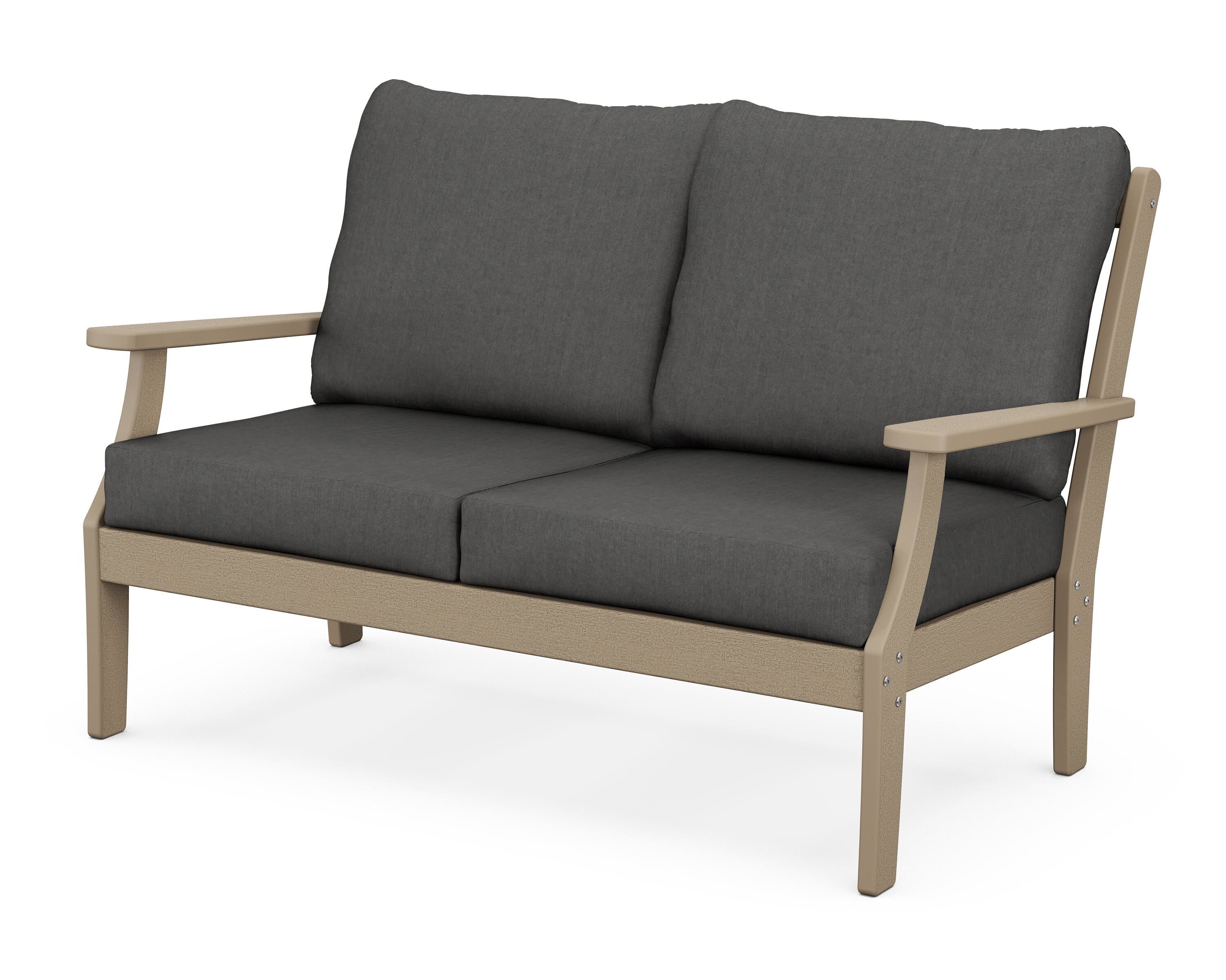 POLYWOOD® Braxton Deep Seating Loveseat in Vintage Sahara / Spectrum Carbon