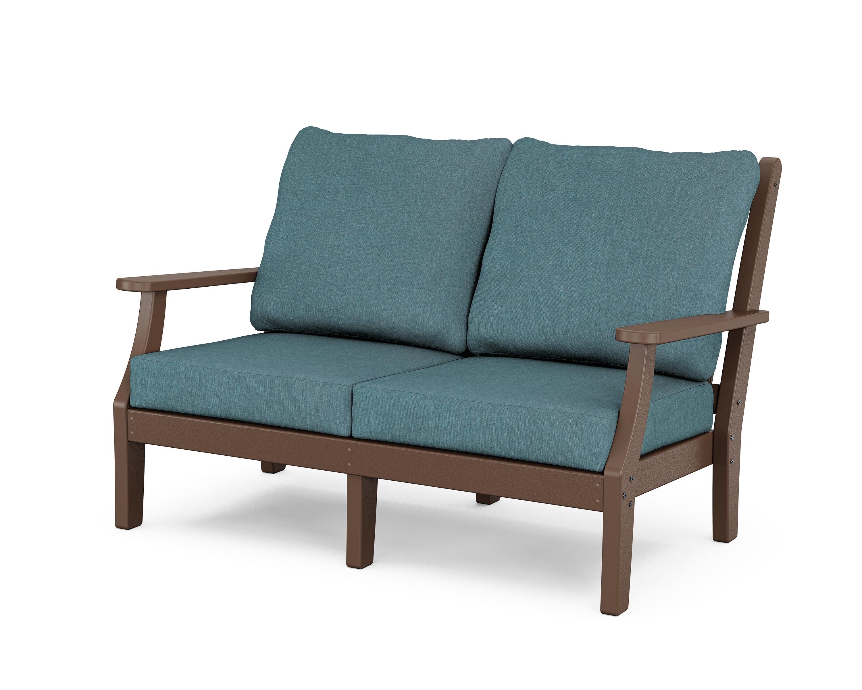 Country Living Wovendale Deep Seating Loveseat in Mahogany / Ocean Teal