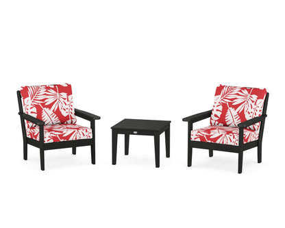 Country Living Cottage 3-Piece Deep Seating Set in Black / Leaf Crimson