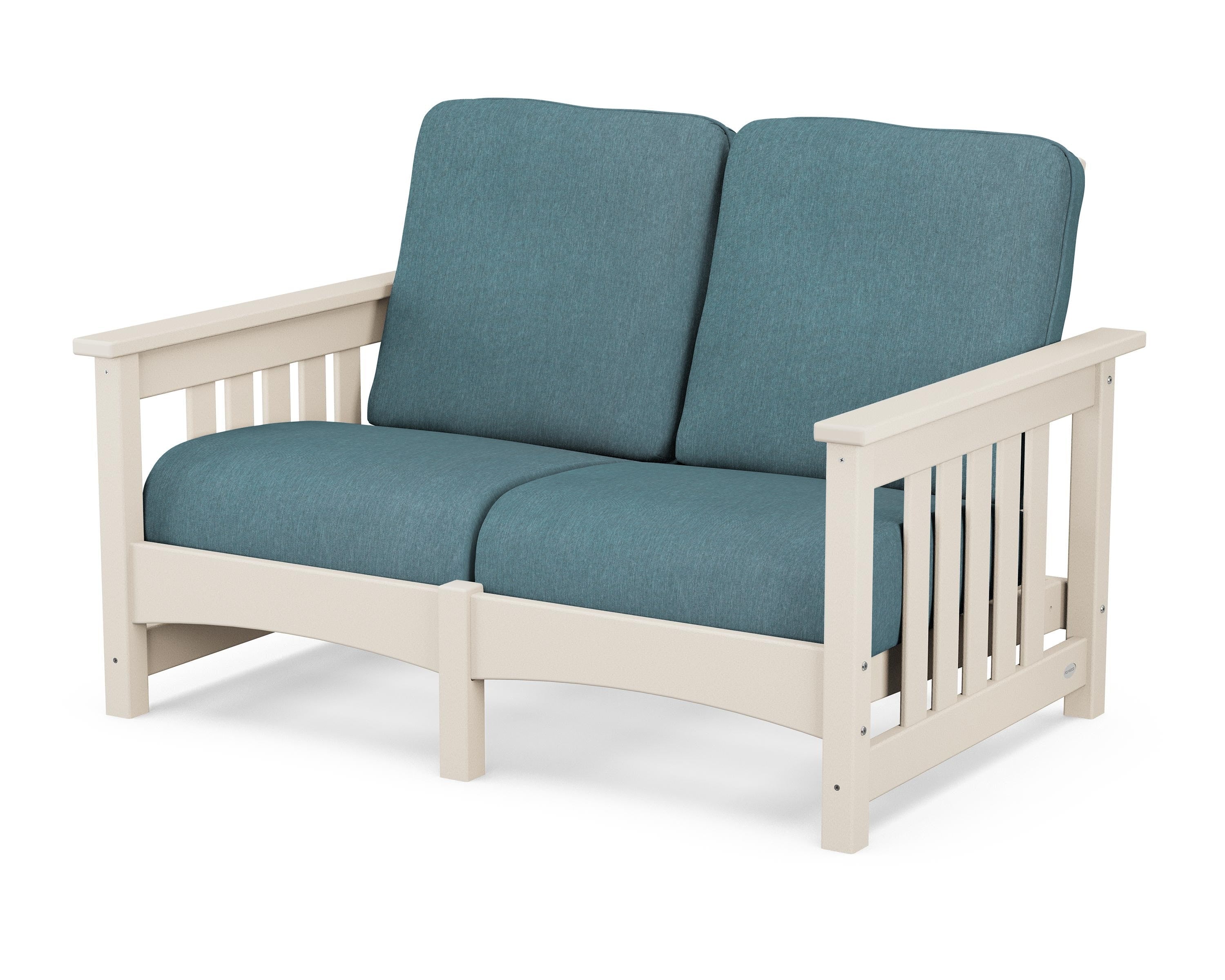 POLYWOOD® Club Mission Loveseat in Sand / Ocean Teal