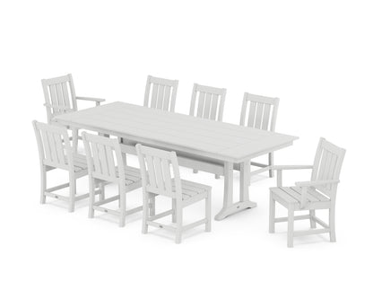 POLYWOOD® Oxford 9-Piece Farmhouse Dining Set with Trestle Legs in White