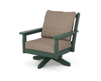 POLYWOOD® Chippendale Deep Seating Swivel Chair in Green / Spiced Burlap