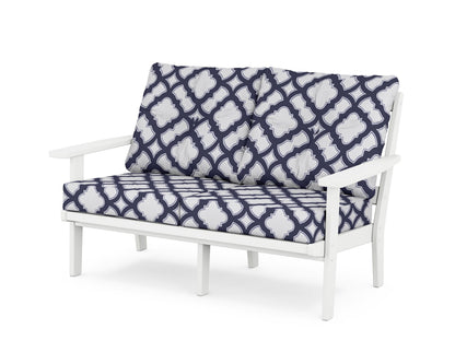 POLYWOOD® Oxford Deep Seating Loveseat in White / Trellis Navy
