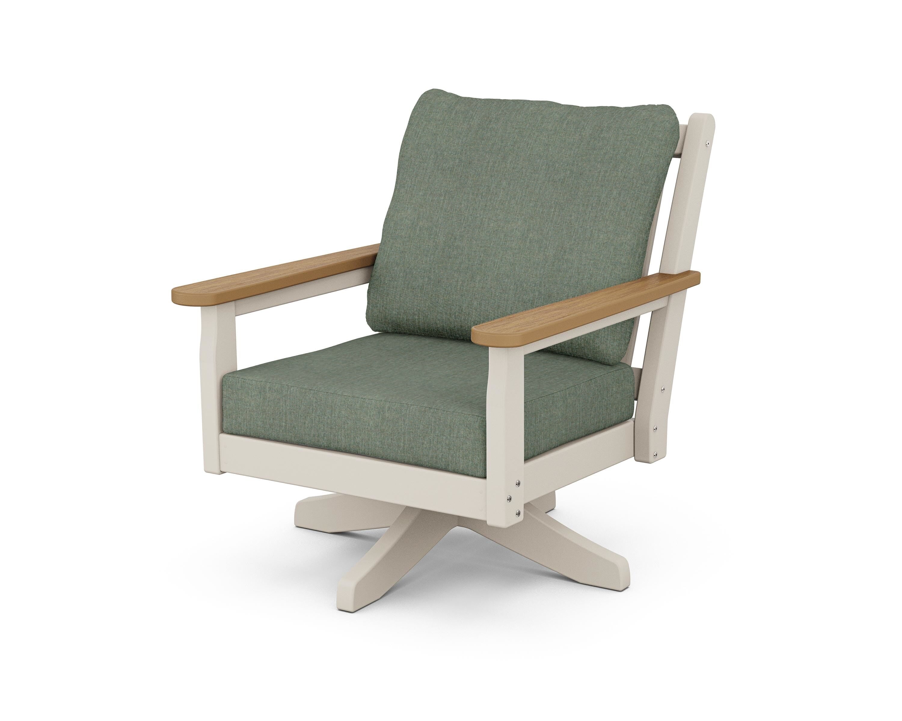 POLYWOOD® Chippendale Deep Seating Swivel Chair in Sand / Natural / Cast Sage