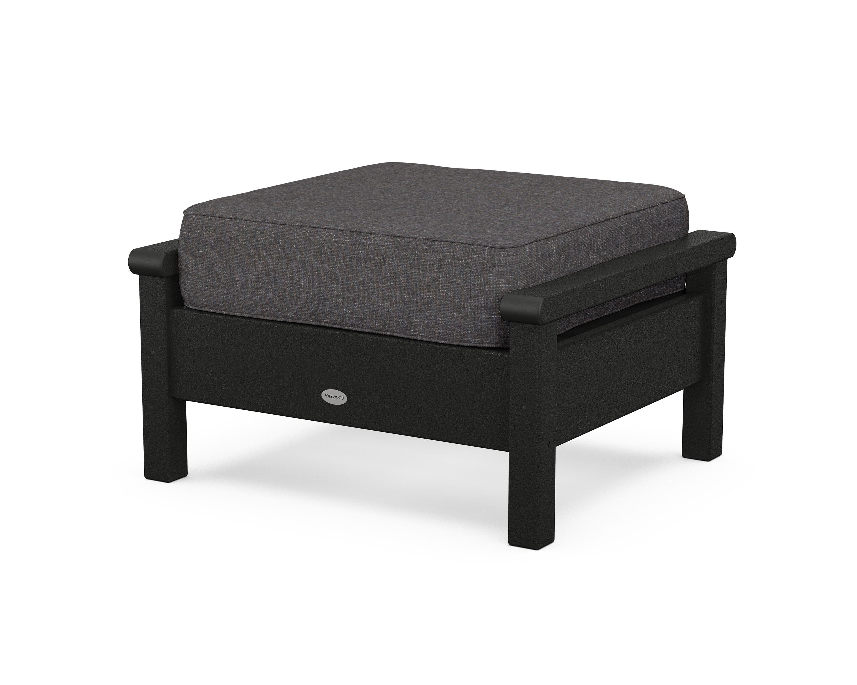 POLYWOOD® Harbour Deep Seating Ottoman in Black / Ash Charcoal