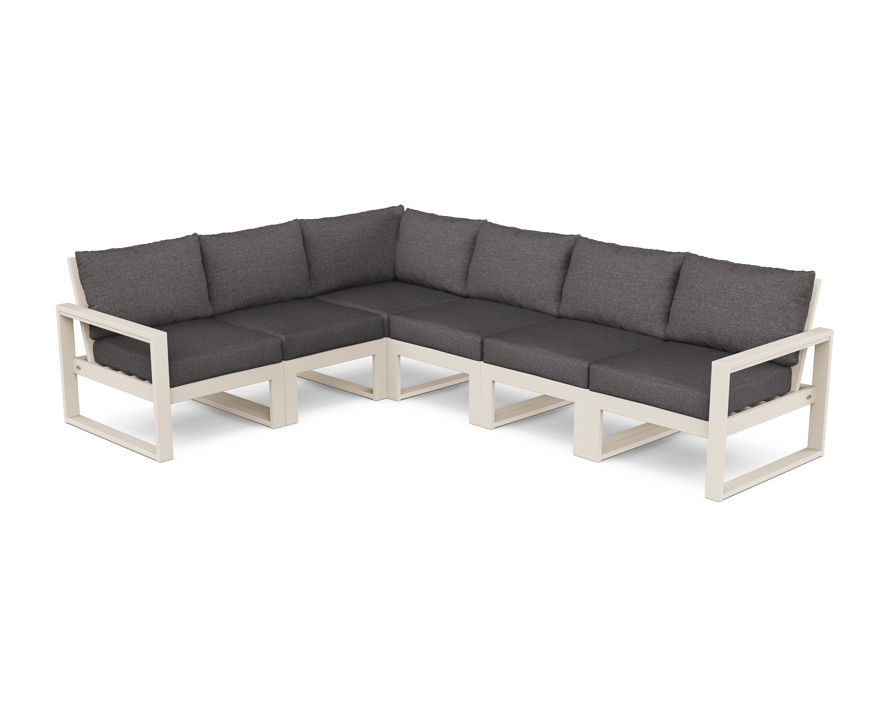 POLYWOOD® EDGE 6-Piece Modular Deep Seating Set in Sand / Ash Charcoal