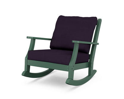 Country Living Wovendale Deep Seating Rocking Chair in Green / Navy Linen