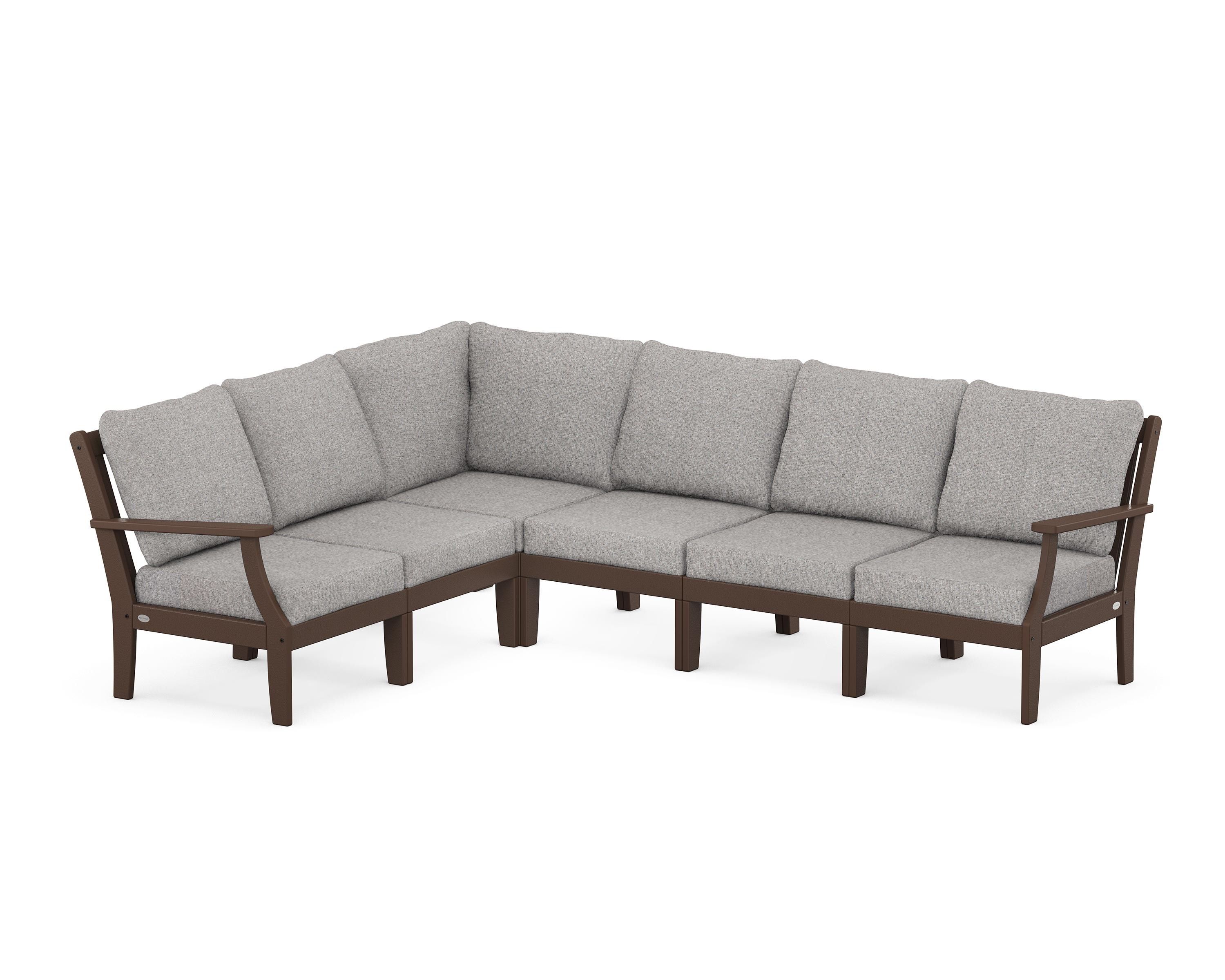 POLYWOOD® Braxton Modular 6-Piece Deep Seating Set in Mahogany / Grey Mist