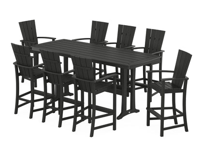 POLYWOOD® Quattro Adirondack 9-Piece Bar Set with Trestle Legs in Black