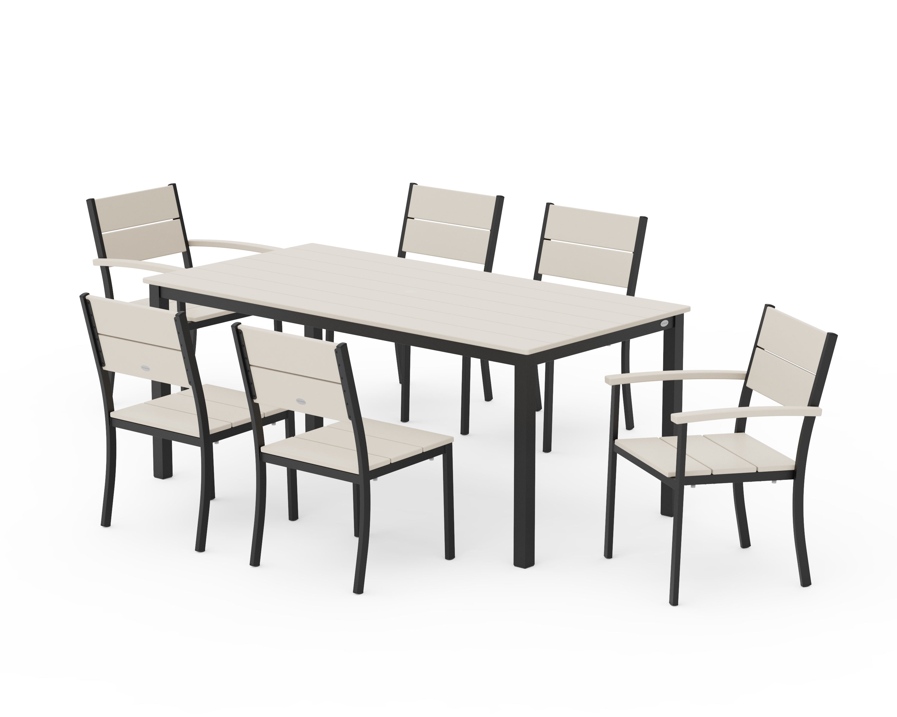 POLYWOOD® Main Street 7-Piece Dining Set in Black / Sand