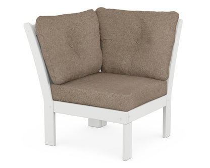 POLYWOOD® Vineyard Modular Corner Chair in White / Spiced Burlap
