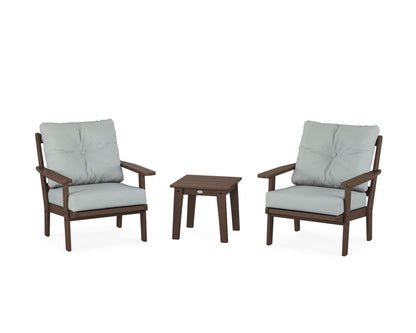 POLYWOOD® Prairie 3-Piece Deep Seating Set in Mahogany / Spa