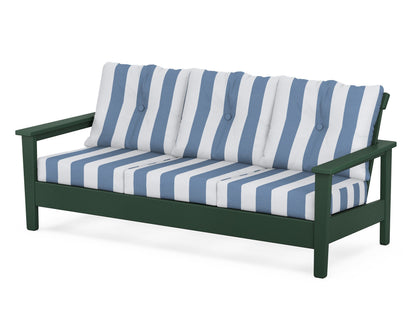 POLYWOOD® Prescott Deep Seating Sofa in Green / Cabana Stripe Sky Blue