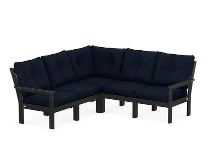POLYWOOD® Vineyard 5-Piece Sectional in Black / Marine Indigo