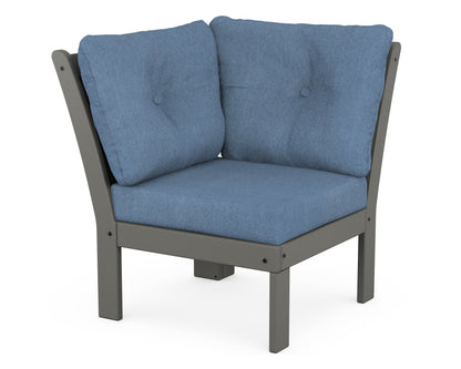 POLYWOOD® Vineyard Modular Corner Chair in Slate Grey / Sky Blue