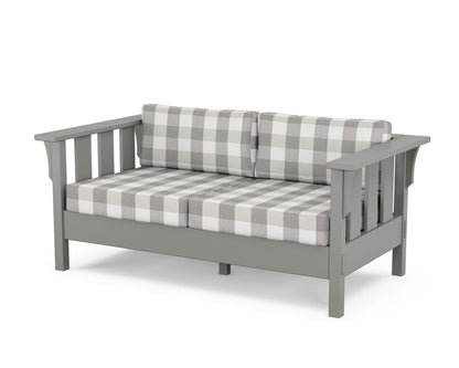 Martha Stewart by POLYWOOD® Acadia Deep Seating Loveseat in Slate Grey / Buffalo Plaid Grey Mist