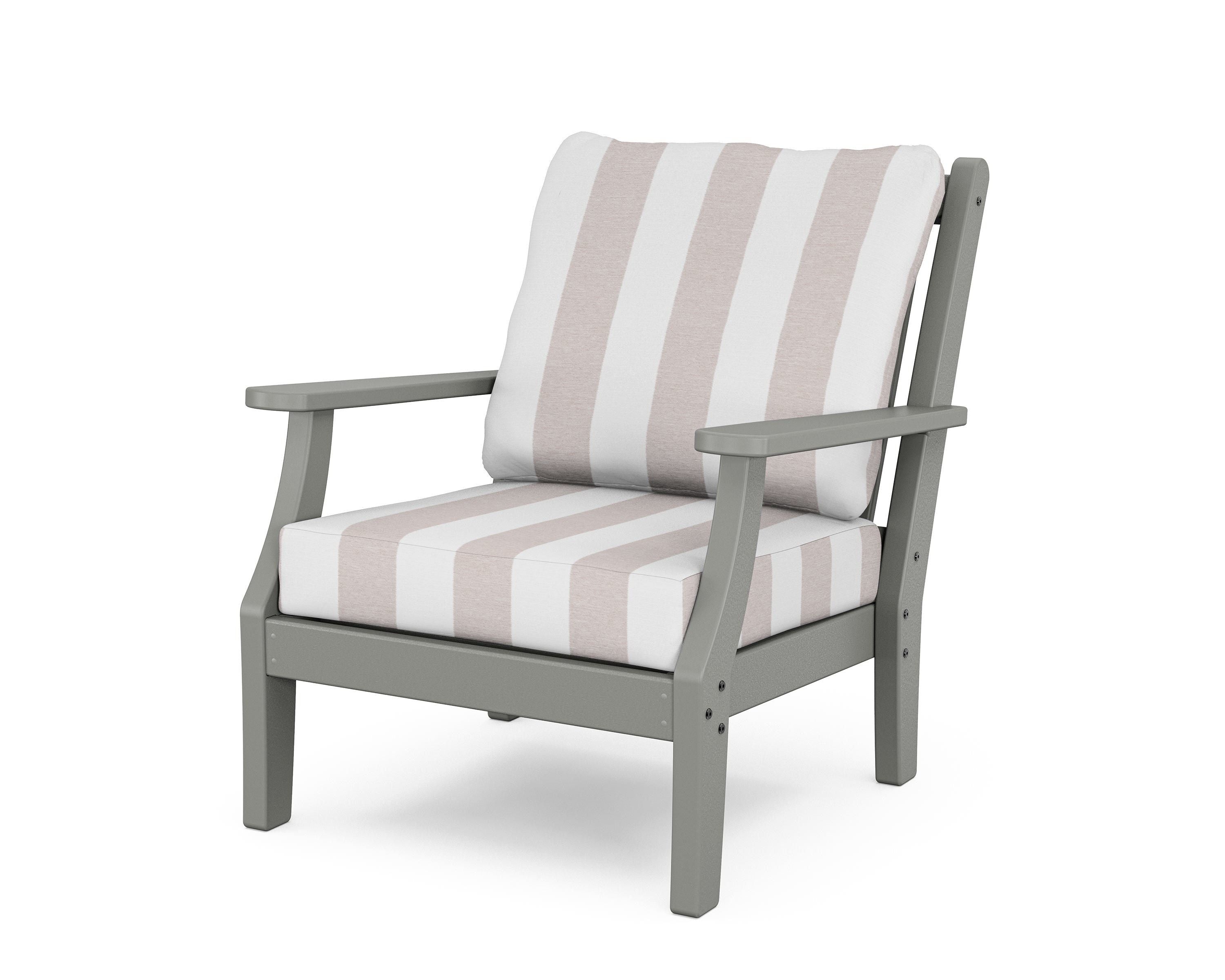 Country Living Wovendale Deep Seating Chair in Slate Grey / Cabana Stripe Dune Burlap