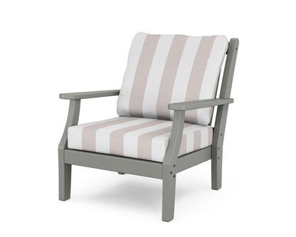 Country Living Wovendale Deep Seating Chair in Slate Grey / Cabana Stripe Dune Burlap