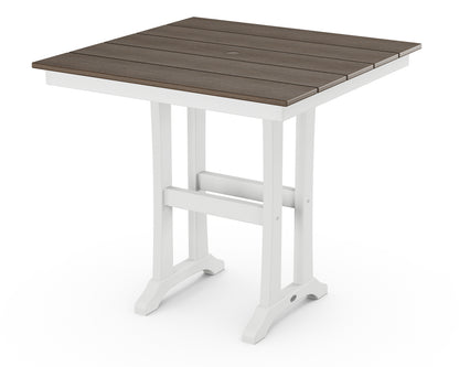 POLYWOOD® Farmhouse Trestle 37" Counter Table in White / Kona