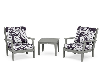Country Living Wovendale 3-Piece Deep Seating Set in Slate Grey / Leaf Navy