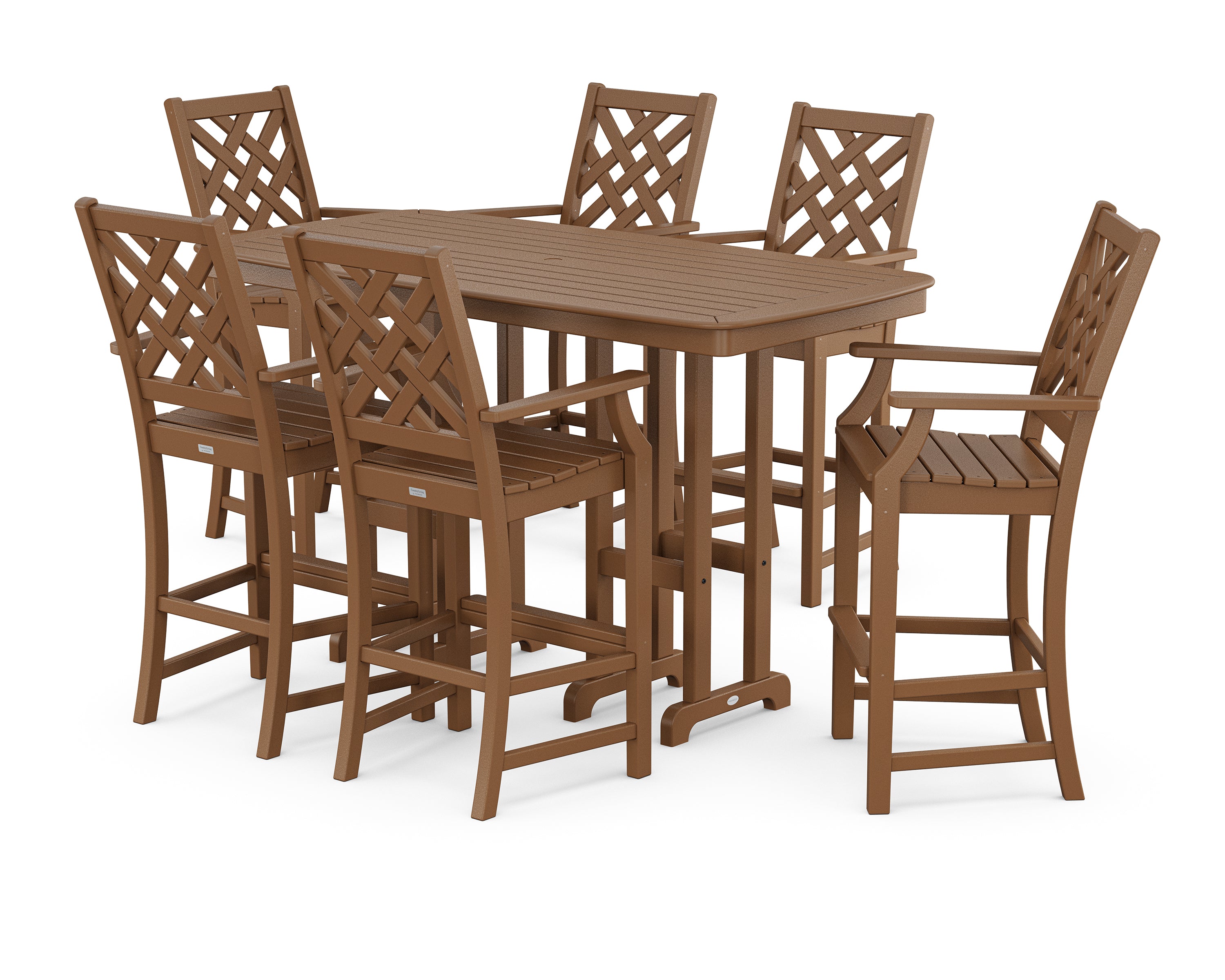 Country Living Wovendale Arm Chair 7-Piece Bar Set in Teak