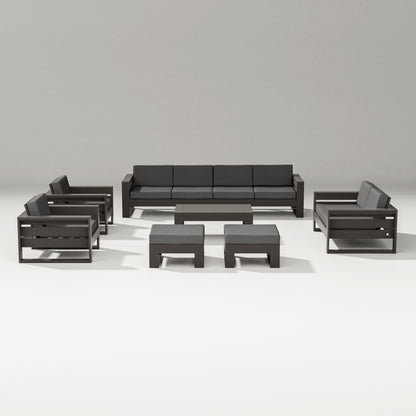 PW Designer Series Latitude 8-Piece Lounge Sofa Set in Vintage Coffee / Spectrum Carbon