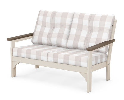 POLYWOOD® Vineyard Deep Seating Loveseat in Sand / Kona / Buffalo Plaid Dune Burlap