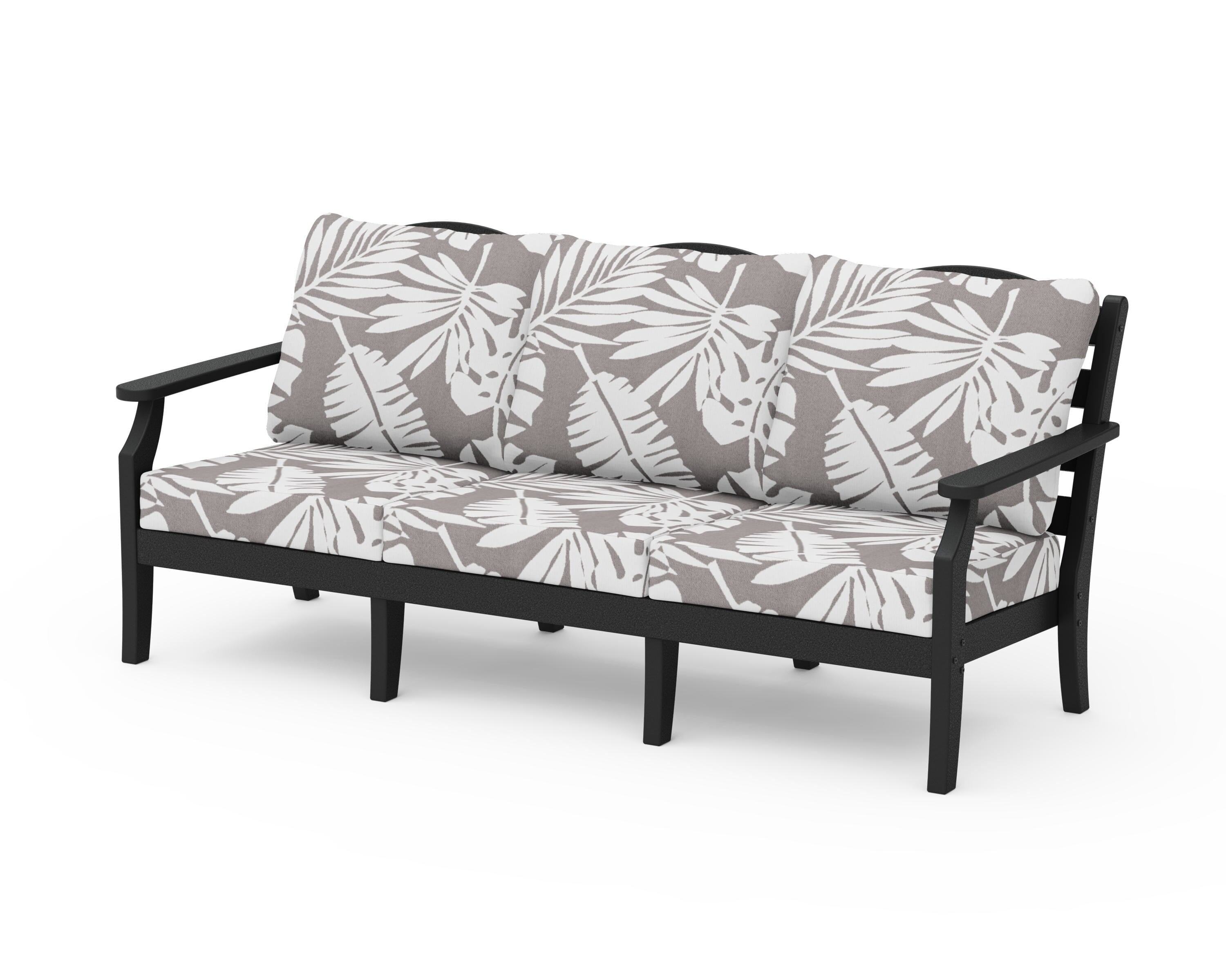 Draper James™ by  POLYWOOD® Savannah Deep Seating Sofa in Black / Leaf Grey Mist