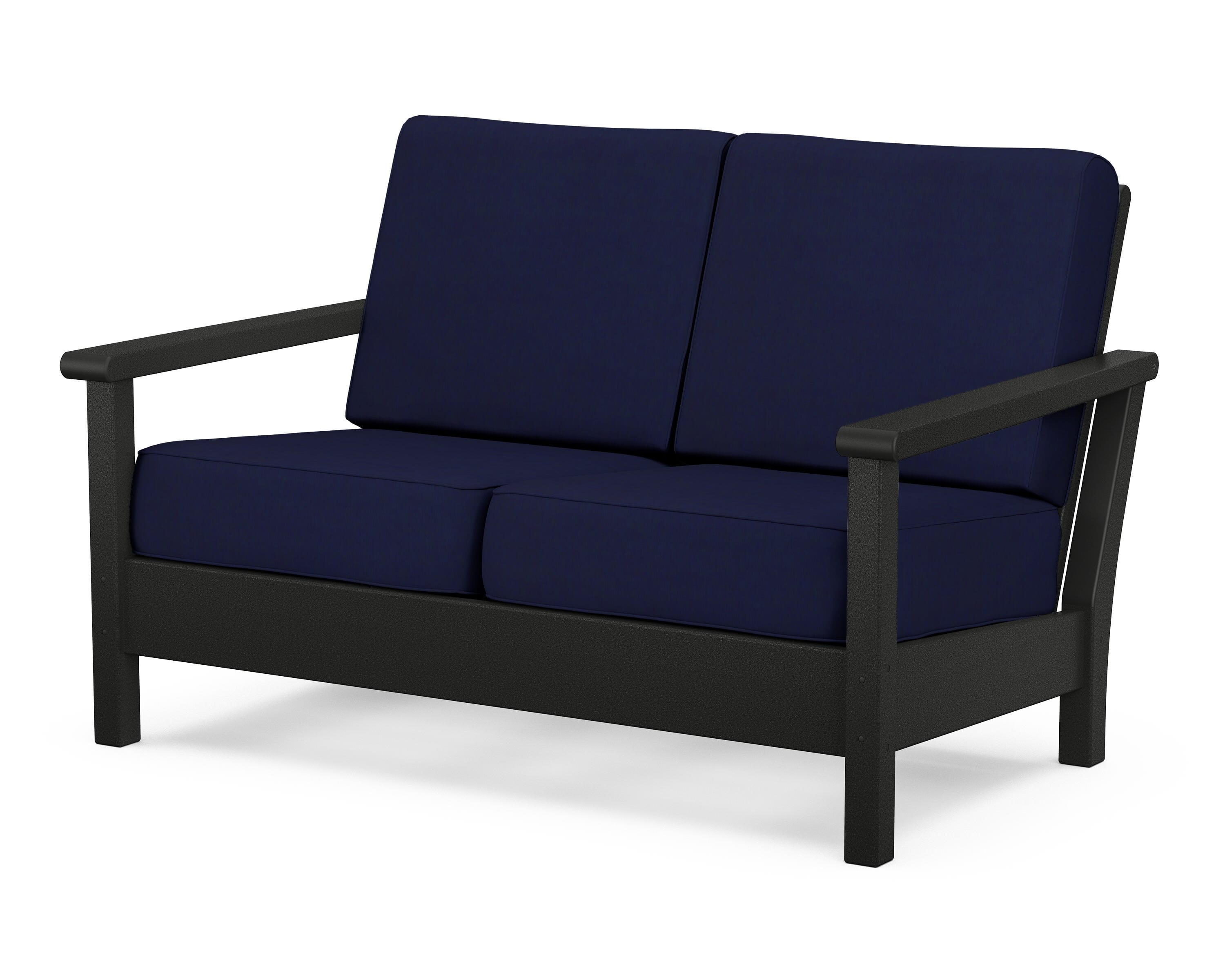 POLYWOOD® Harbour Deep Seating Loveseat in Black / Navy