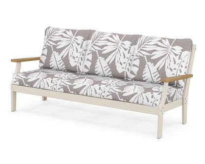 POLYWOOD® Braxton Deep Seating Sofa in Sand / Natural / Leaf Grey Mist