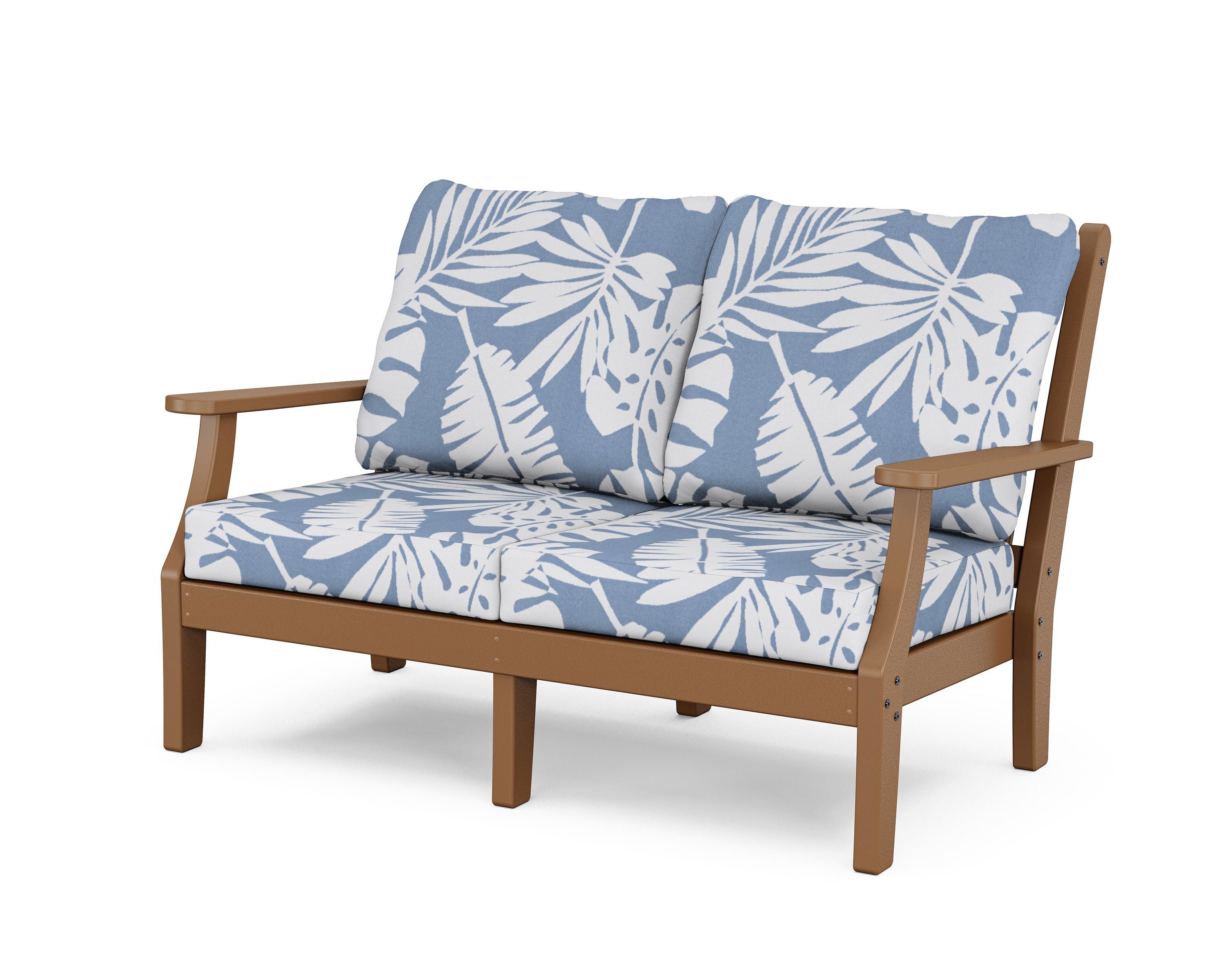 Country Living Wovendale Deep Seating Loveseat in Teak / Leaf Sky Blue
