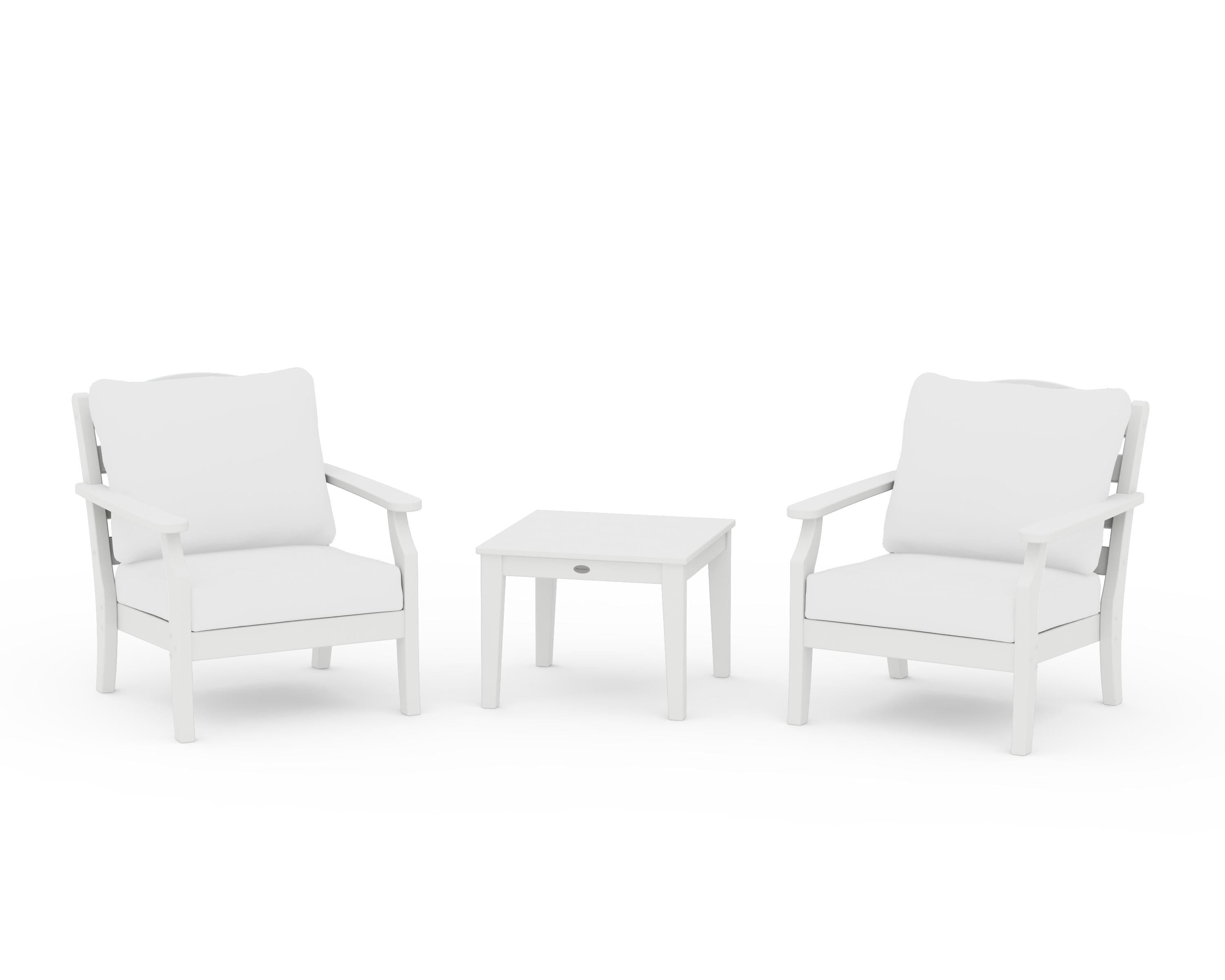 Draper James™ by  POLYWOOD® Savannah 3-Piece Deep Seating Set in White / Natural