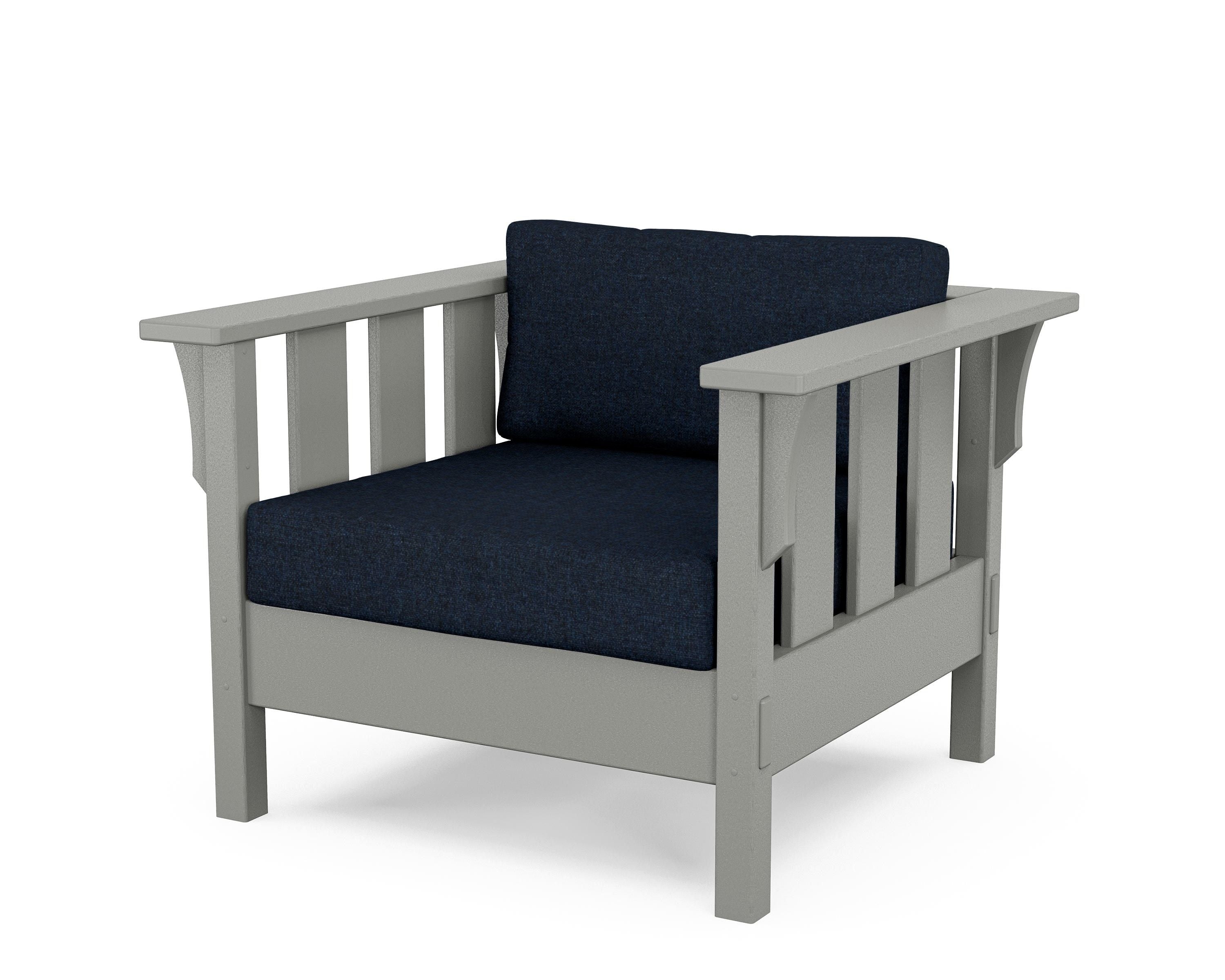 Martha Stewart by POLYWOOD® Acadia Deep Seating Chair in Slate Grey / Marine Indigo