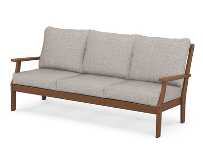 POLYWOOD® Braxton Deep Seating Sofa in Teak / Weathered Tweed