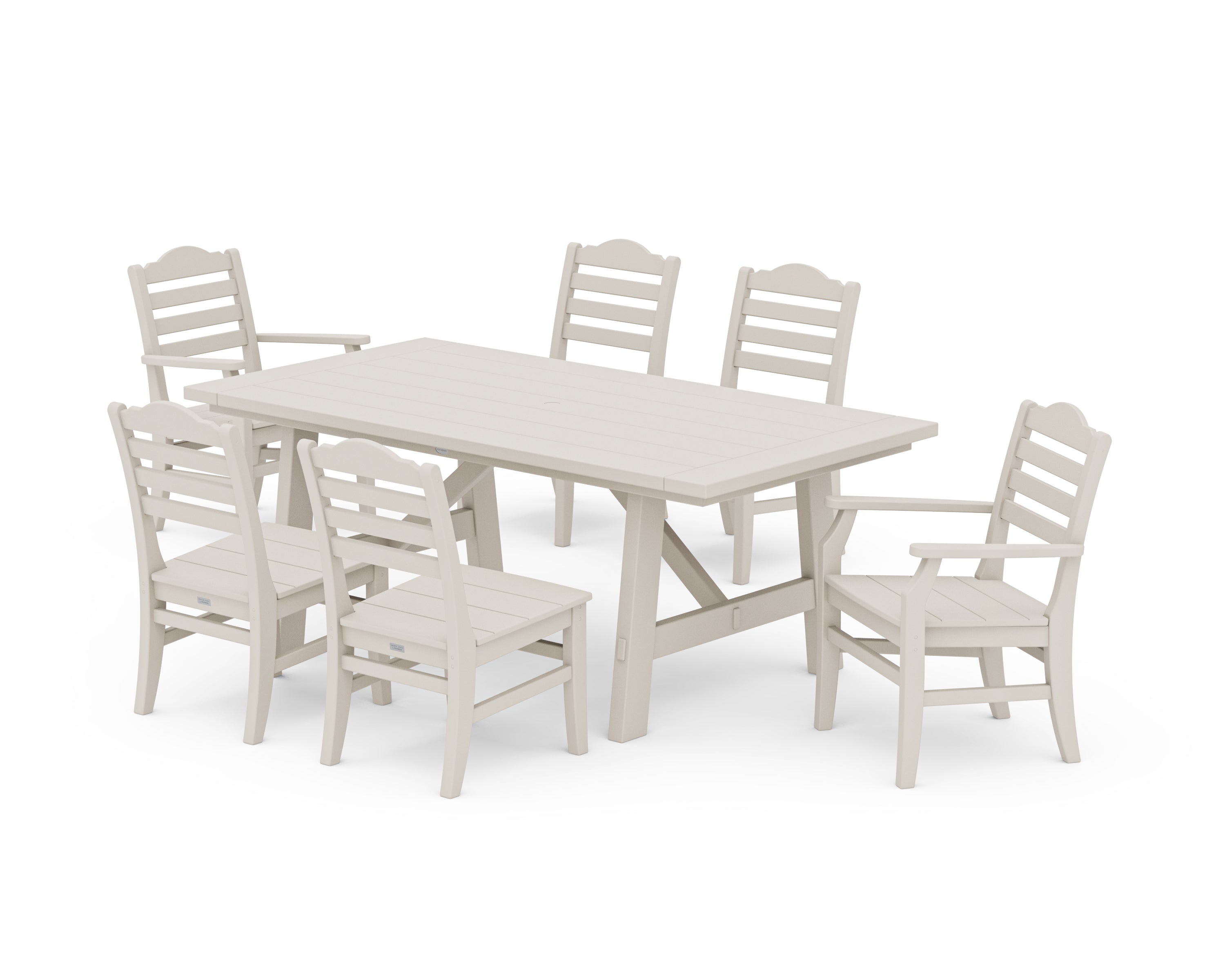 POLYWOOD® Savannah 7-Piece Rustic Farmhouse Dining Set in Sand