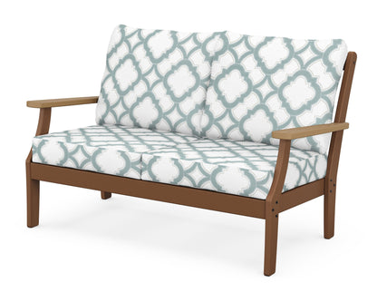 POLYWOOD® Braxton Deep Seating Loveseat in Teak / Natural / Trellis Glacier Spa