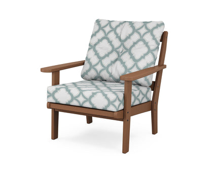 POLYWOOD® Mission Deep Seating Chair in Teak / Trellis Glacier Spa