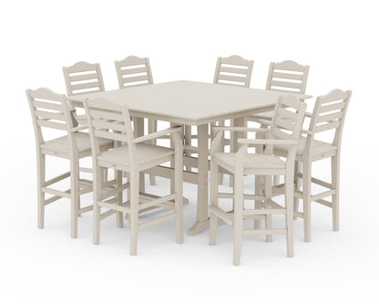 Draper James™ by  POLYWOOD® Savannah 9-Piece Square Farmhouse Bar Set with Trestle Legs in Sand