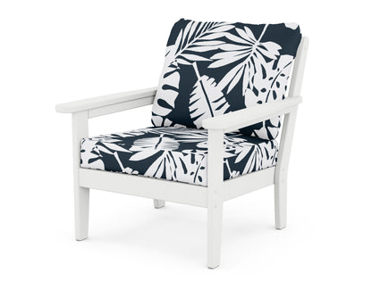 Country Living Cottage Deep Seating Chair in White / Leaf Marine Indigo