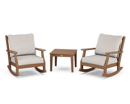 Country Living Wovendale 3-Piece Deep Seating Rocker Set in Teak / Cast Ash