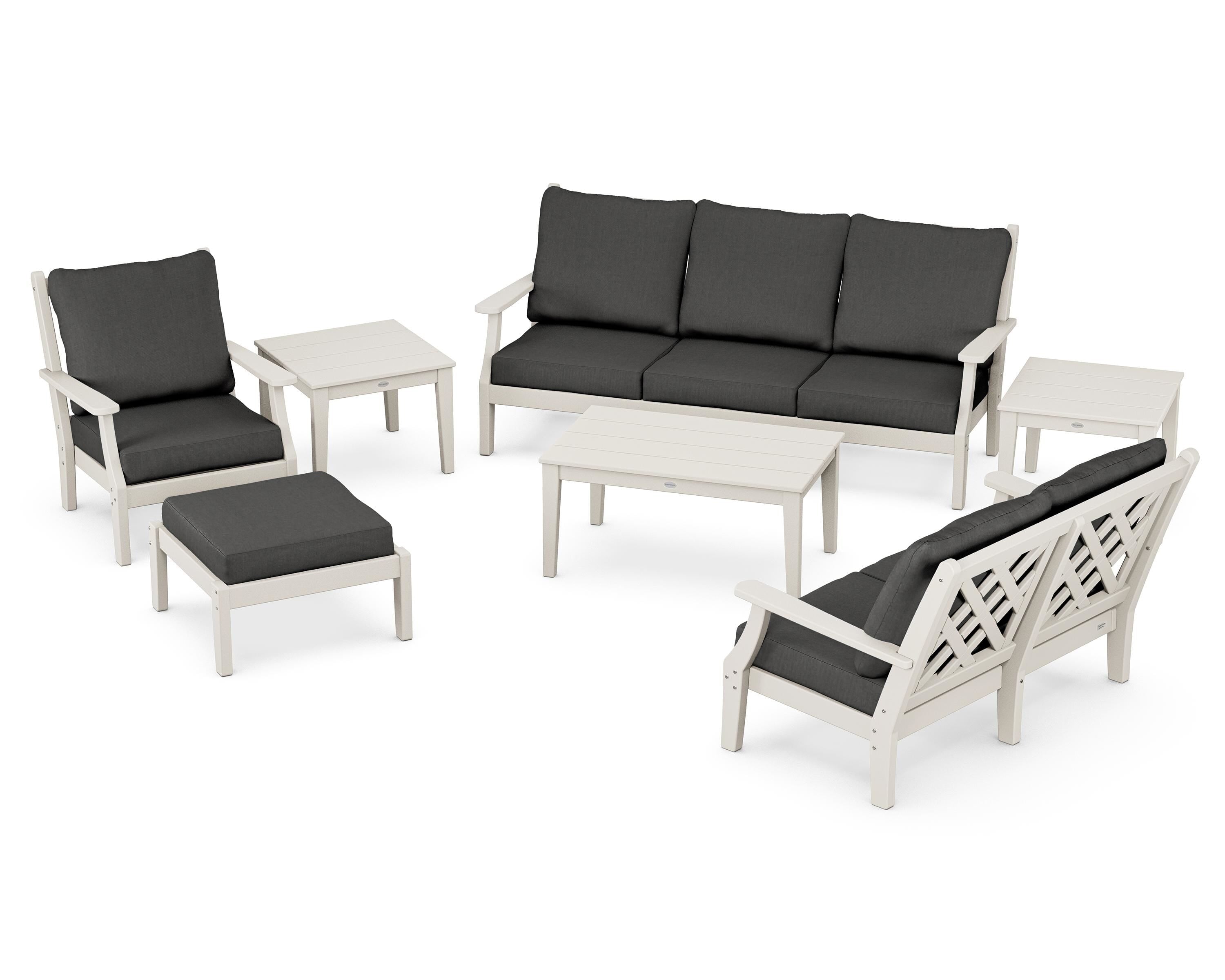 Country Living Wovendale 7-Piece Deep Seating Set in Sand / Spectrum Carbon