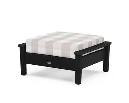 POLYWOOD® Prescott Deep Seating Ottoman in Black / Buffalo Plaid Dune Burlap