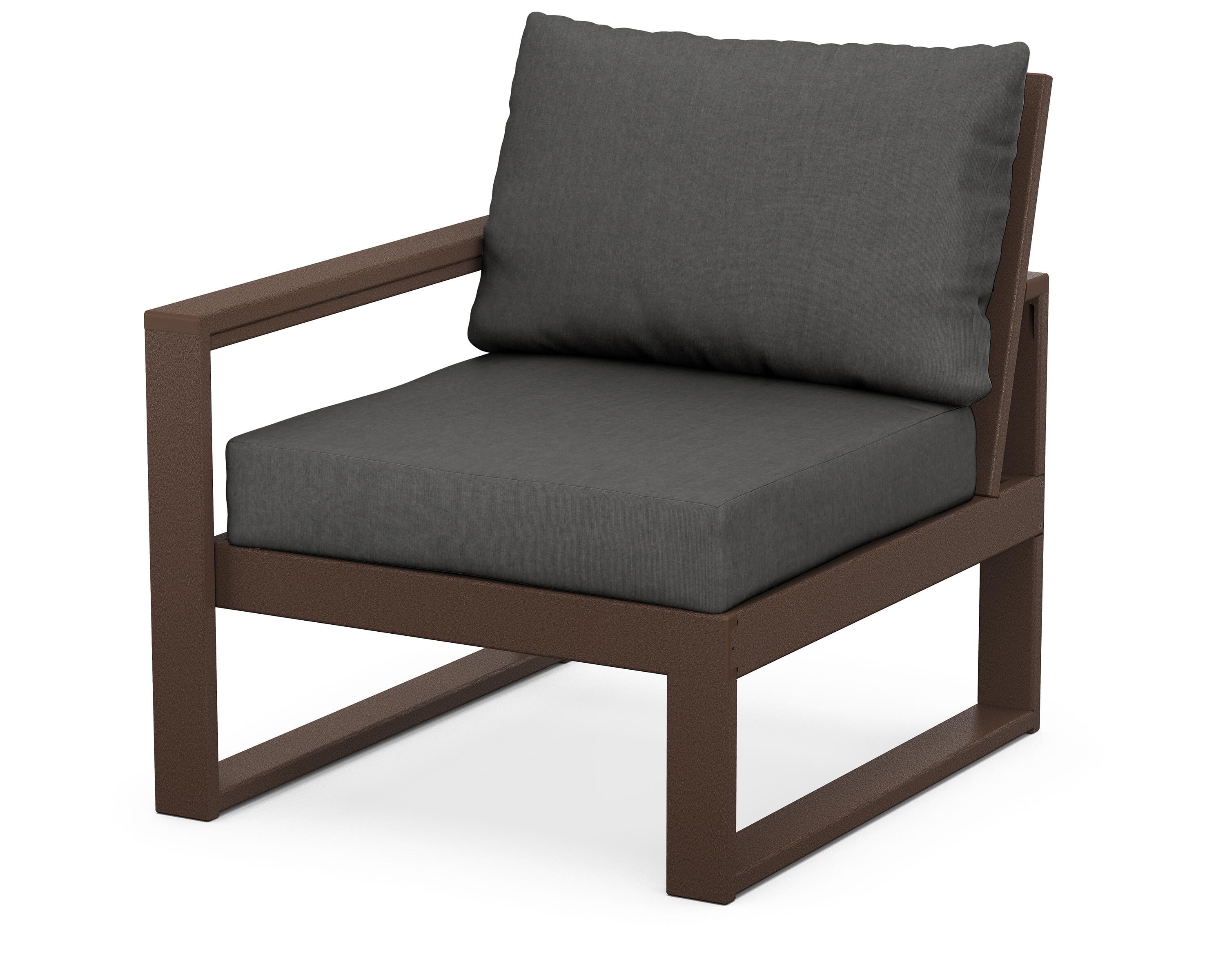 POLYWOOD® EDGE Modular Left Arm Chair in Mahogany / Spectrum Carbon