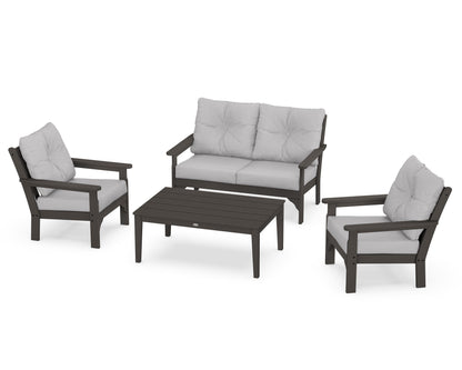 POLYWOOD® Vineyard 4-Piece Deep Seating Set in Vintage Coffee / Granite