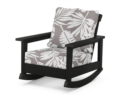 POLYWOOD® Prescott Deep Seating Rocking Chair in Black / Leaf Grey Mist