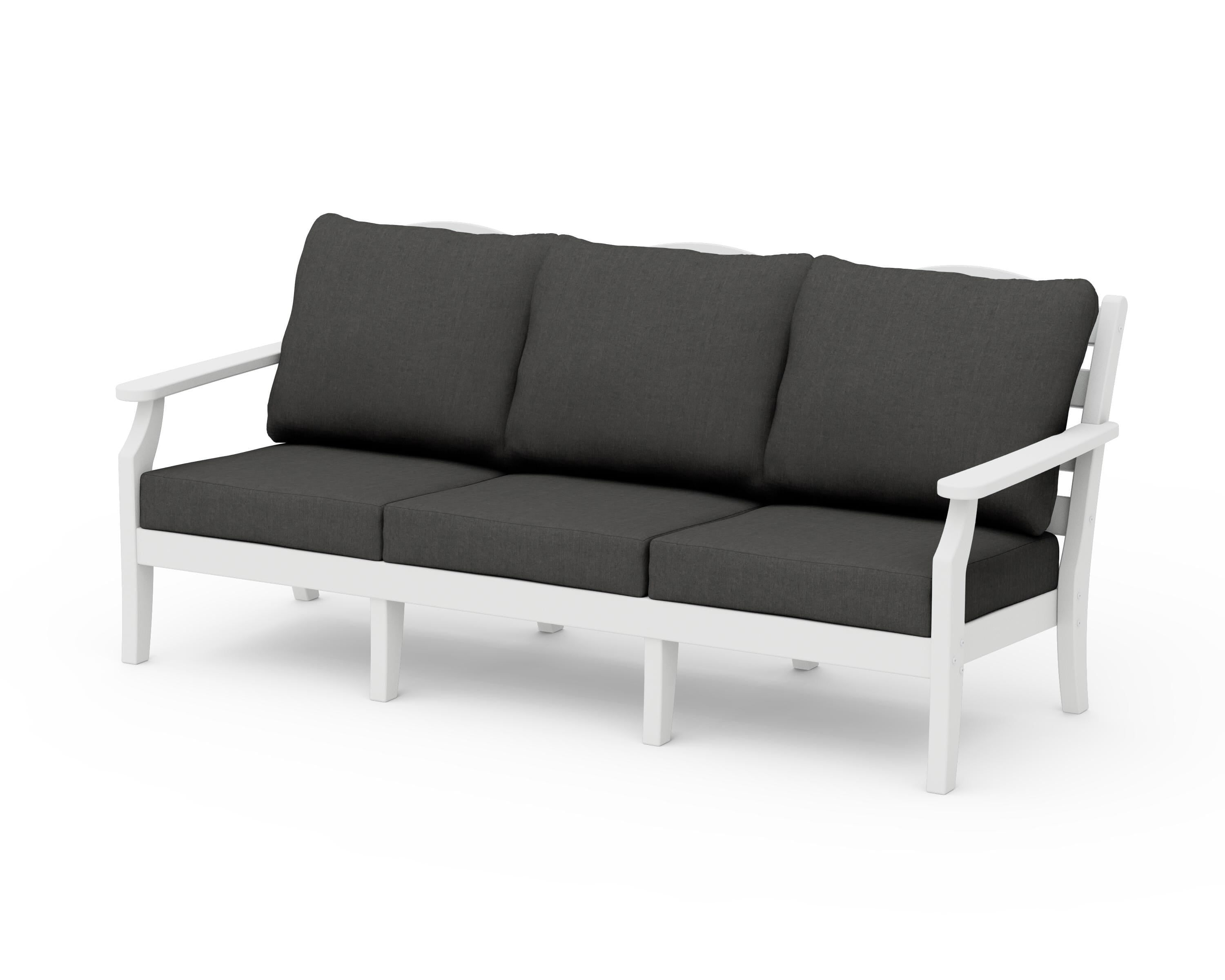 Draper James™ by  POLYWOOD® Savannah Deep Seating Sofa in White / Spectrum Carbon